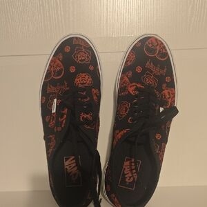 Vans Black and Red Graphic Sneakers
